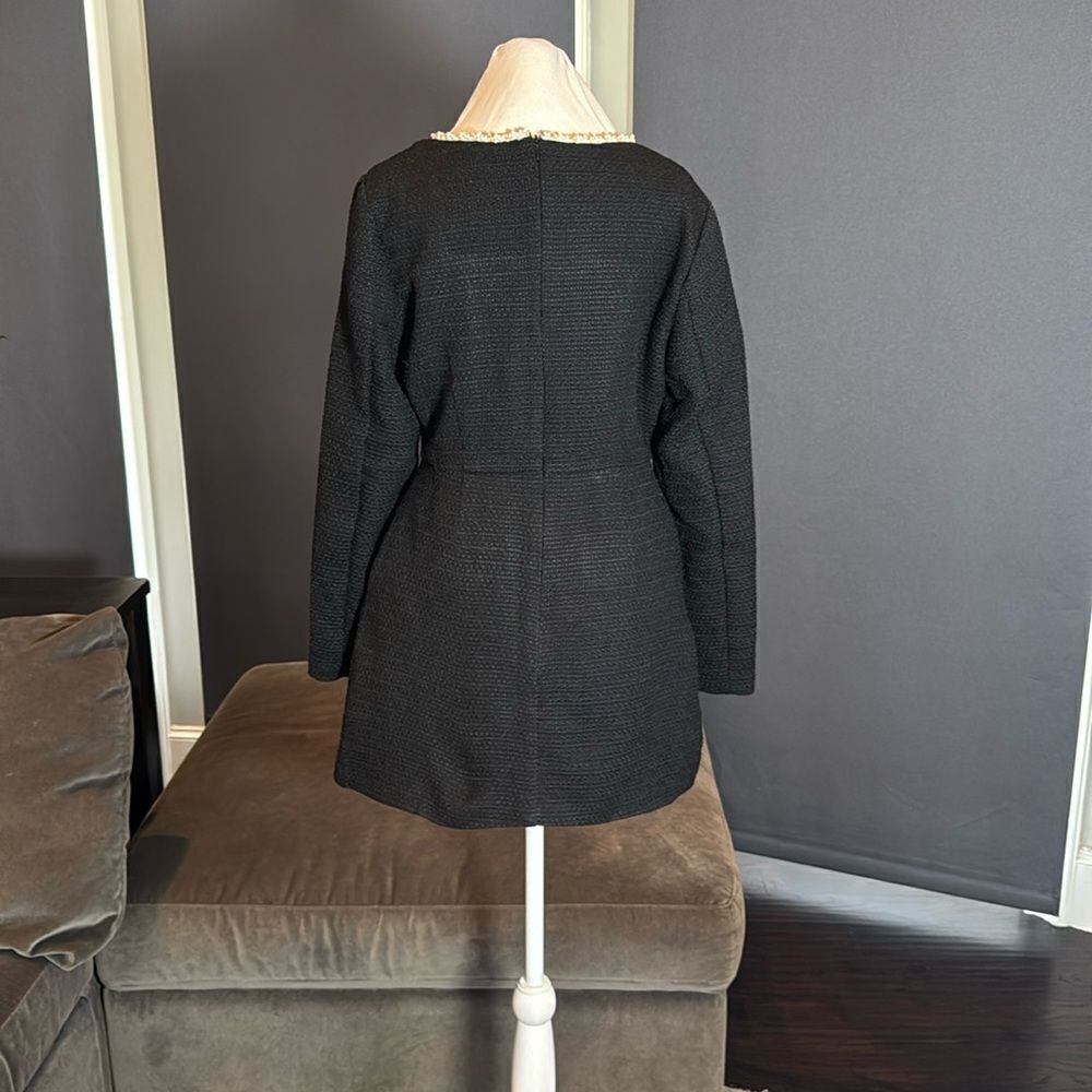 Women’s Short Black Dress Square Neck Faux Pearl-Like Trim **Tag L fits like M - Picture 5 of 16